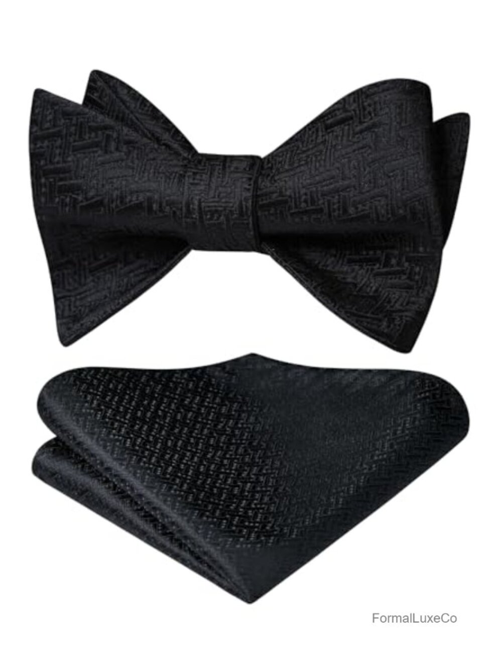 Men's Self Tie Bow Tie & Pocket Square Set Satin Formal Tuxedo Wedding